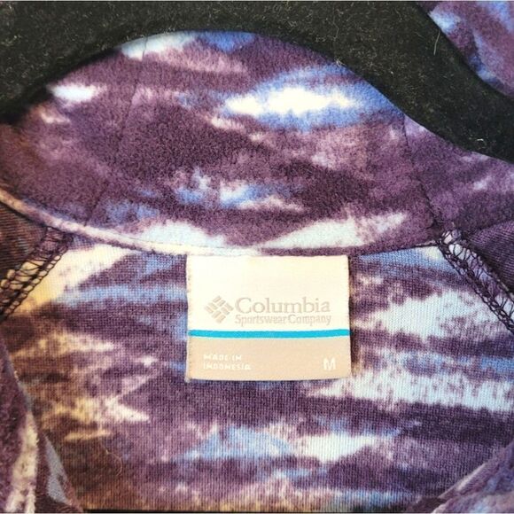 Columbia Purple Abstract Print Lightweight Fleece Quarter Zip Size M - Picture 3 of 6